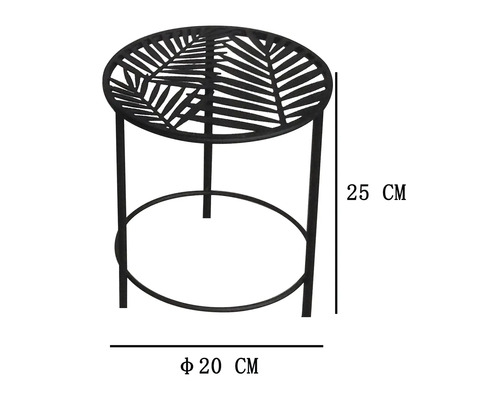 Rund blomsterpall i metall med blommönster, höjd 25 centimeter, diameter 20 centimeter
