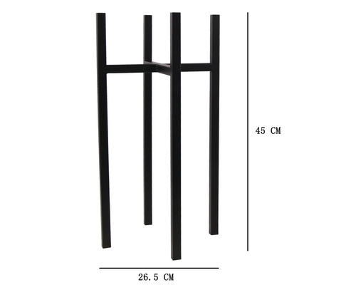 Modernt blomstativ i metall med kvadratisk ram, höjd 45 centimeter, bredd 26,5 centimeter.