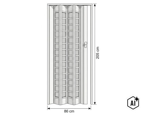 Vikdörr i plast med glasinsatser, mått 86 gånger 205 centimeter. (Image AI modified or generated)