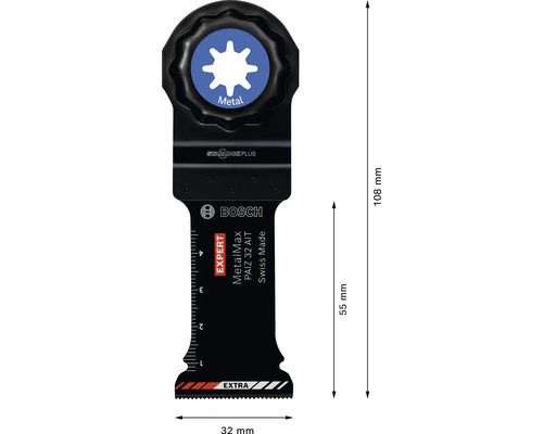 Bosch Starlock Plus Expert MetalMax PAIZ 32 AIT doppsågblad för metall, 32 millimeter bredd, längd 108 millimeter, skärdjup 55 millimeter