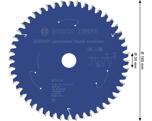 Bosch Expert Laminated Panel cordless cirkelsågklinga med 165 millimeter diameter och 20 millimeter hål för batteridrivna cirkelsågar