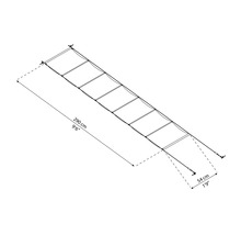 Illustration av en skyddsnätsstege för katter med dimensioner