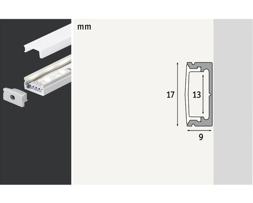 LED-profil med dimensioner