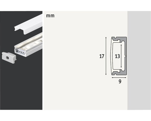 LED-profil med måtten 17 gånger 13 gånger 9 millimeter