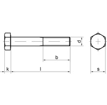 Teknisk ritning av en sexkantsskruv med dimensioner