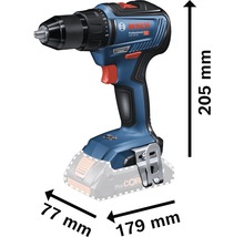 Sladdlös skruvdragare med måtten 205 mm höjd, 77 mm bredd och 179 mm längd