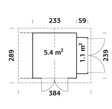 Förråd PALMAKO Markus 6,5m² inkl. golv 352x239cm doppimpregnerad grå