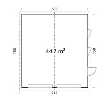 Dubbelgarage PALMAKO Andre 44,7m² inkl. fönster, dörr utan port 665x739cm obehandlad
