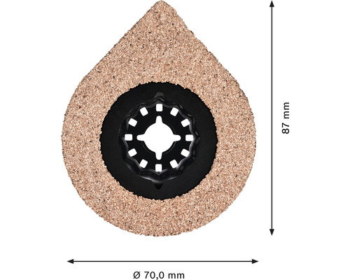 Oscillerande sågblad med en diameter på 70 millimeter och en längd på 87 millimeter