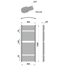 Teknisk ritning av en radiator med mått