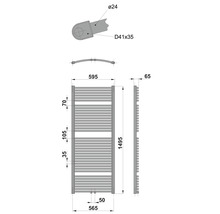 Teknisk ritning av ett element med måttangivelser