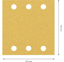 Sandpapper med sex hål, mått 115 mm gånger 107 mm