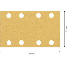 Sandpappersark med åtta hål, 80 x 133 millimeter