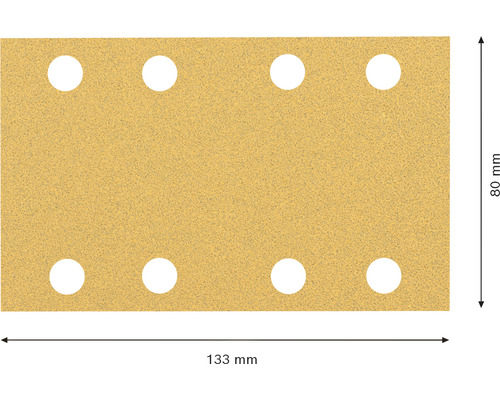 Sandpappersark med åtta hål, 80 x 133 millimeter