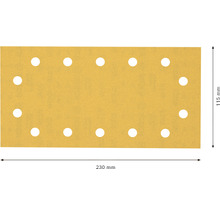Sandpapper med hål, storlek 230 mm x 115 mm