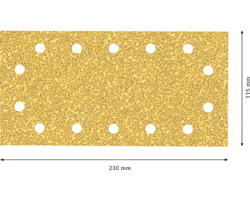 Sandpapper med hål, storlek 230 mm x 115 mm