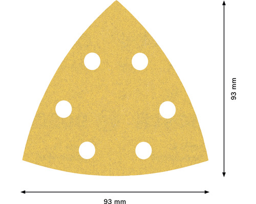Triangulärt sandpapper med 6 hål, 93 mm
