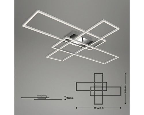 LED-taklampa med geometrisk design och måttangivelser