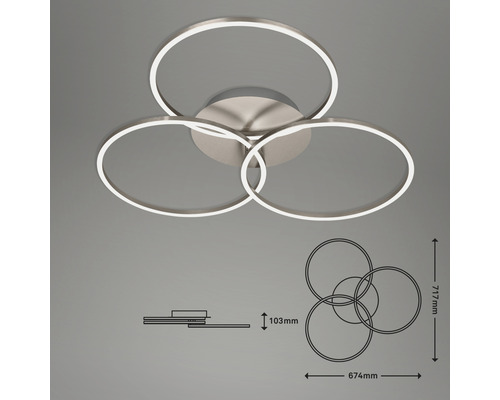 Taklampa med tre ringar och måttangivelser
