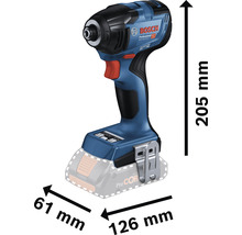 Bosch Professional sladdlös mutterdragare med måtten 205 mm höjd, 126 mm längd och 61 mm bredd