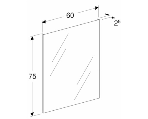 Bild av en spegel med måtten 60 x 75 x 2,5 cm