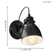 Svart vägglampa med industriell design