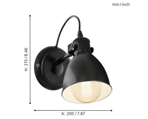 Svart vägglampa med industriell design