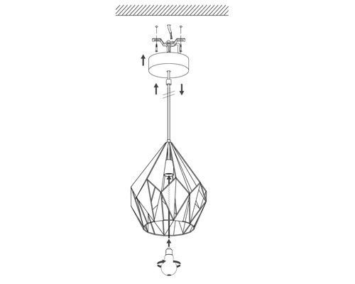 Installationsanvisningar för en geometrisk pendellampa.