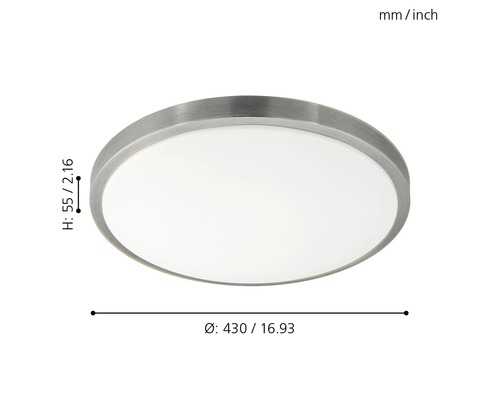 Rund taklampa med måtten 430 x 55 millimeter