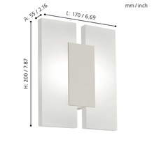 Mått på akustikbilden: höjd 200 mm, bredd 170 mm, djup 55 mm