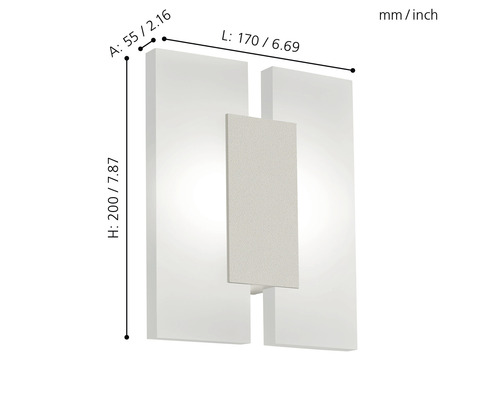 Mått på akustikbilden: höjd 200 mm, bredd 170 mm, djup 55 mm