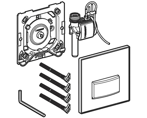 Inre uppsättning spolbehållare med manöverpanel och monteringsmaterial