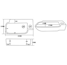 Teknisk ritning av ett tvättställ med mått
