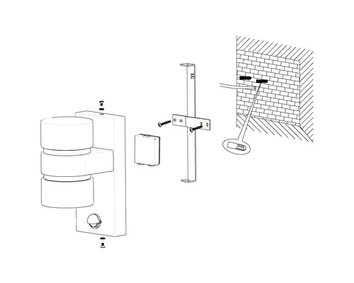 Installationsanvisning för en utomhuslampa med väggfäste