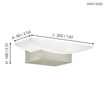 Mått på en vägglampa med rektangulär form