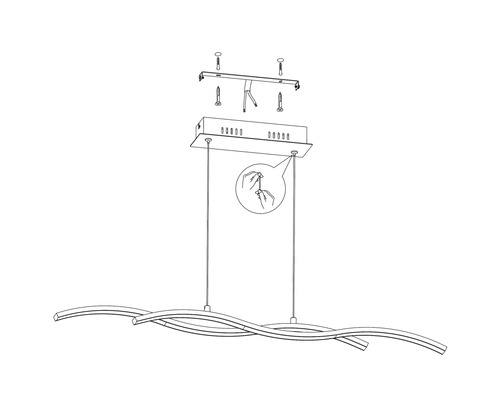 Bild av en LED-pendellampa och fästmaterial