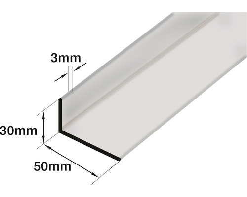 Vinkelprofil med måtten 30 millimeter gånger 50 millimeter och en materialtjocklek på 3 millimeter