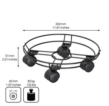 Växtrullare av metall med hjul, diameter 300 millimeter, lastkapacitet 60 kilogram