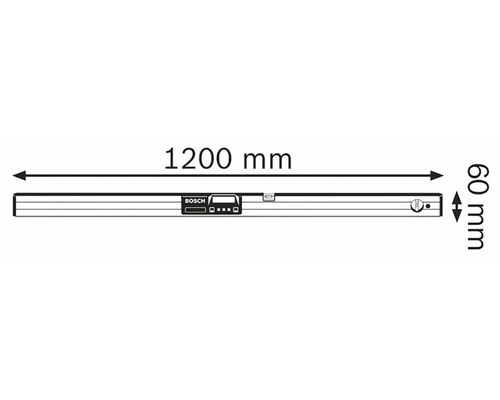 Bild av ett vattenpass med måtten 1200 mm lång och 60 mm bred