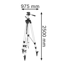 Illustration av ett avvägningsstativ med höjdmått 2500 mm och breddmått 975 mm.