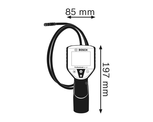 Bosch GIC 120 Professional inspektionskamera med måtten 85 mm bred och 197 mm hög.