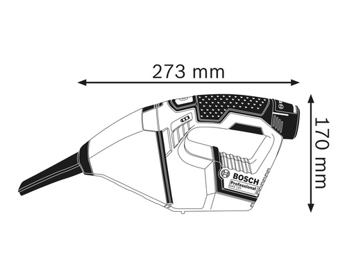 Bild av Bosch sladdlös handdammsugare med måtten 273 mm och 170 mm