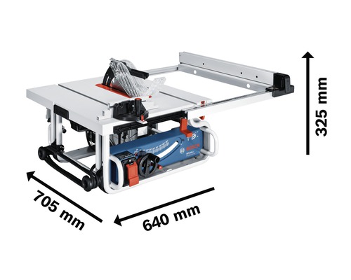 Bosch sågbord med måtten 705 mm gånger 640 mm gånger 325 mm