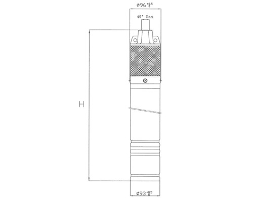 Teknisk ritning av en pumpprodukt med dimensioner