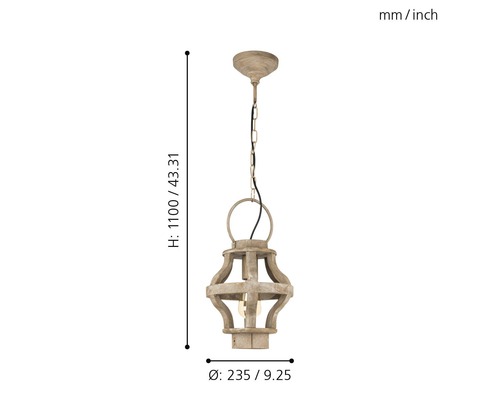 Hängande trälampa med kedjeupphängning