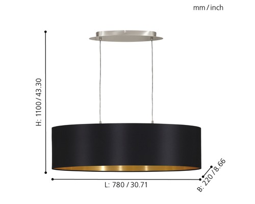 Mått på en hänglampa