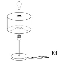 Sprängskiss av en bordslampa med lampskärm