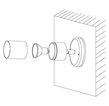 Sprängskiss av en vägglampa med glödlampa och lock