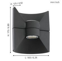 Vägglykta EGLO 2,5W Lysdiod fast monterad IP44 175x160mm antracit