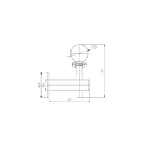 Teknisk ritning av ett badrumstillbehör med måttangivelser